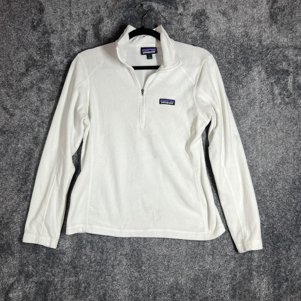 Patagonia Sweatshirt Womens Small White 1/4 Zip Pullover Worn Wear STY26278SP19